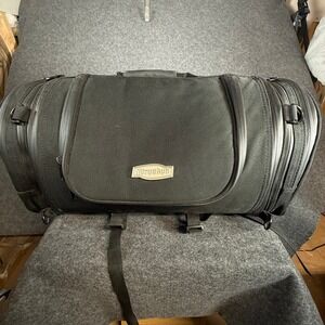 Kuryakyn Black Motorcycle Luggage Roll Bag Expandable Sissy Bar Tail Bag Textile